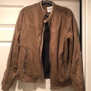 Men’s Zara faux suede brown jacket